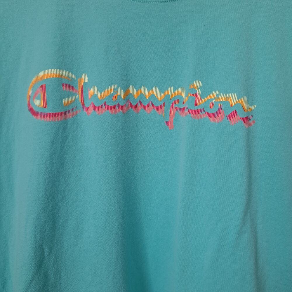 Champion Classic Tee Chromatic Script Portal Teal Women's XL - Picture 3 of 6